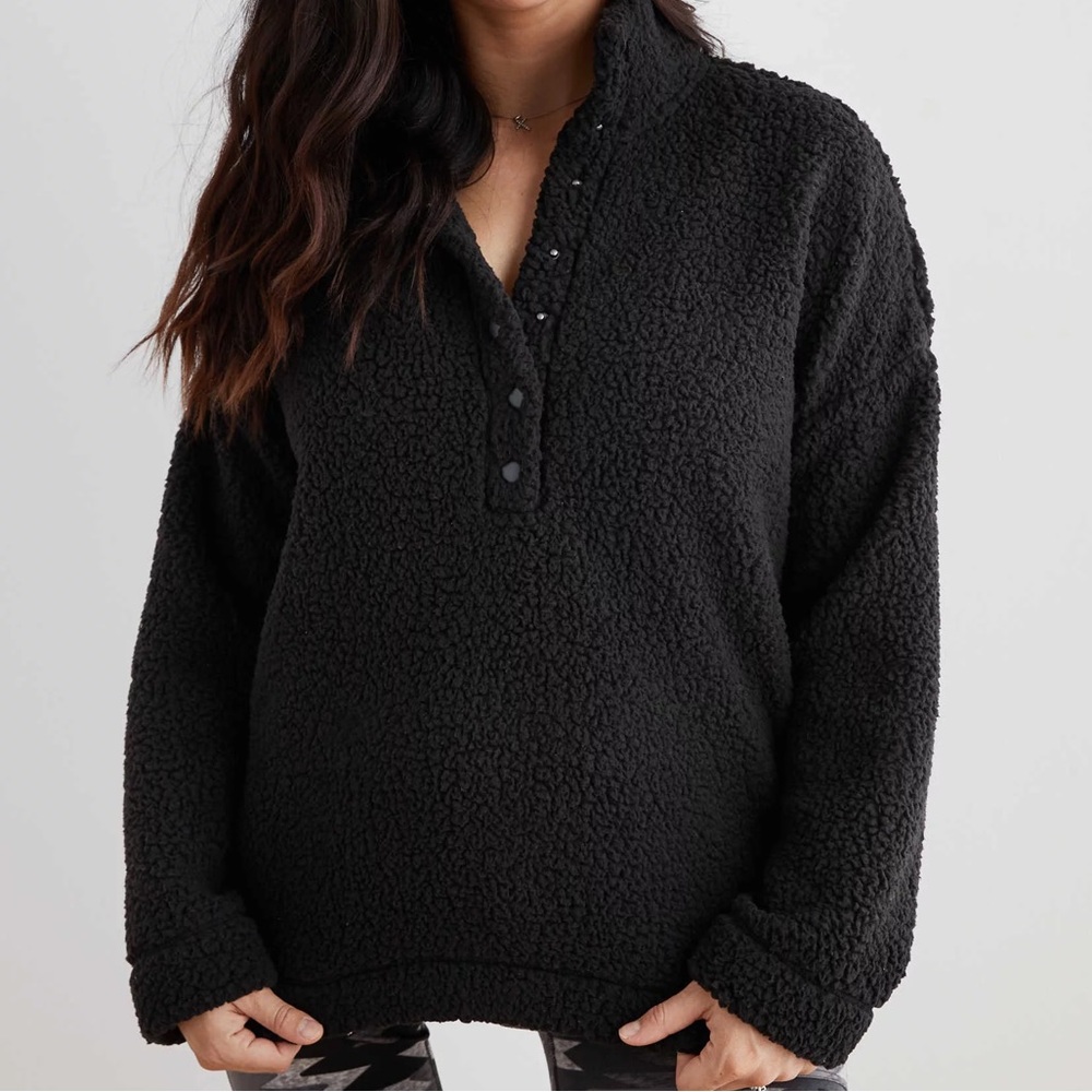 Aerie Sherpa Quarter Snap Sweater